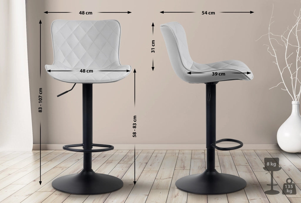 Sgabello Emma Bar Set di 2 bianco,Finta pelle