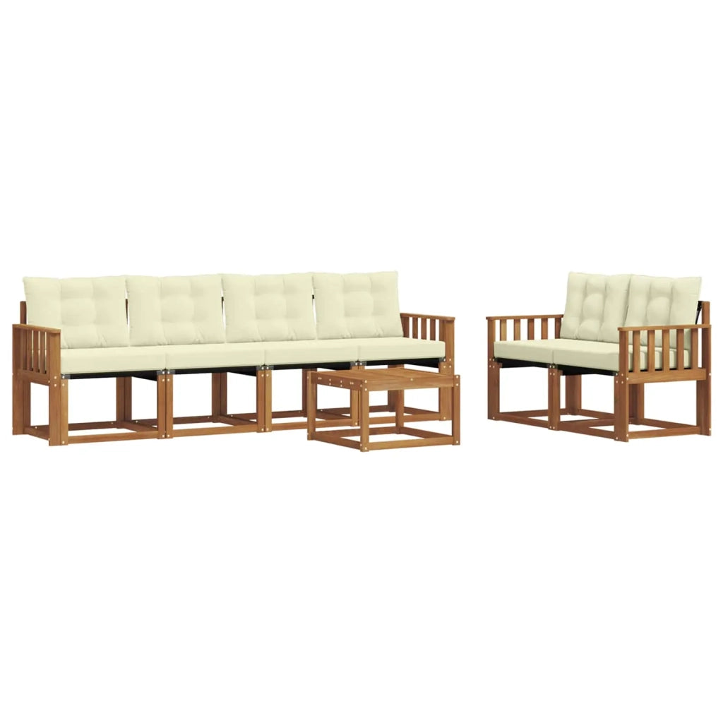 Set di divani da esterno con cuscino 7 pcs Naturale e Crema 3368421