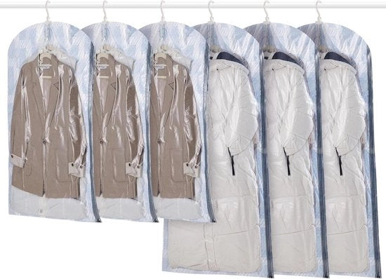 Sacchi a vuoto appesi per abbigliamento - 6 confezioni - Lunghezza 135x70cm - Lunghezza 105x70cm - Blu - Sacchi a vuoto - Pacchi - Giacche - Giacche - Camicie - Organizzatore di armadi - Sacchi a vuoto per risparmio di spazio