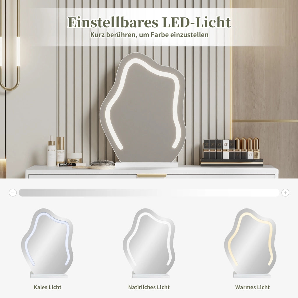 TOELETTA con specchio LED 100x40x78 cm bianco