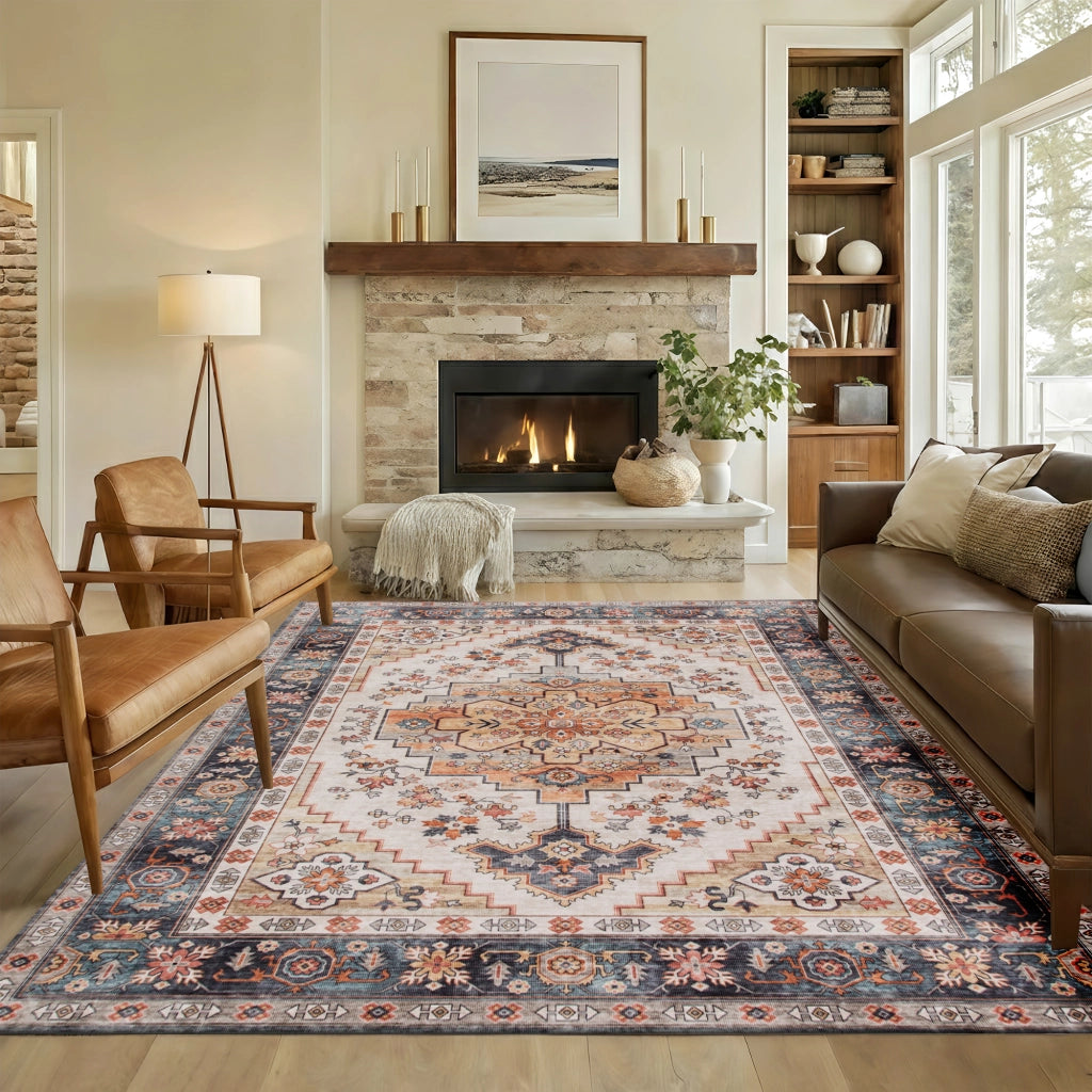 Tappeto Bohemien Antiscivolo Lavabile ¨C Xylo ¨C 230x160 cm Marrone Pelo Corto