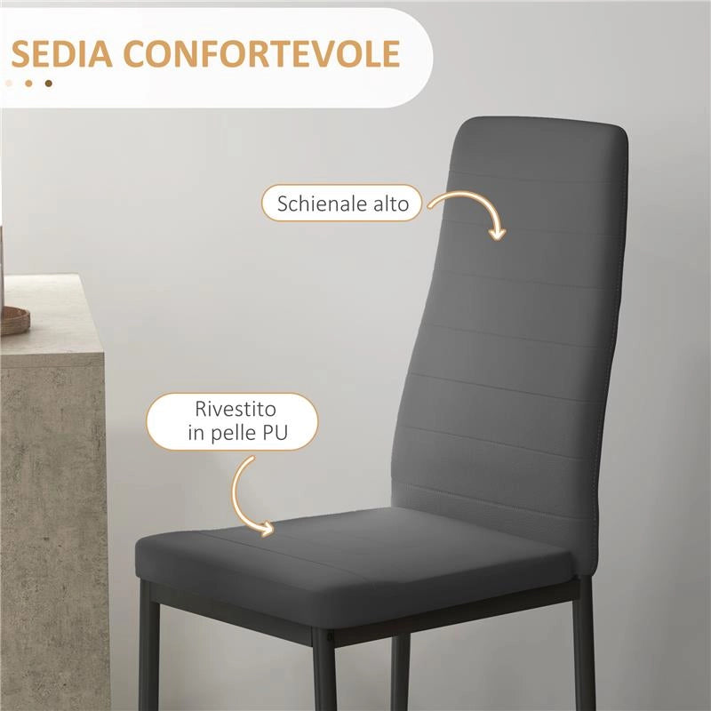 SET DA PRANZO 3 PEZZI CON TAVOLO DA CUCINA 80X80X76 CM E 2 SEDIE MODERNE 41X50X97 CM, GRIGIO