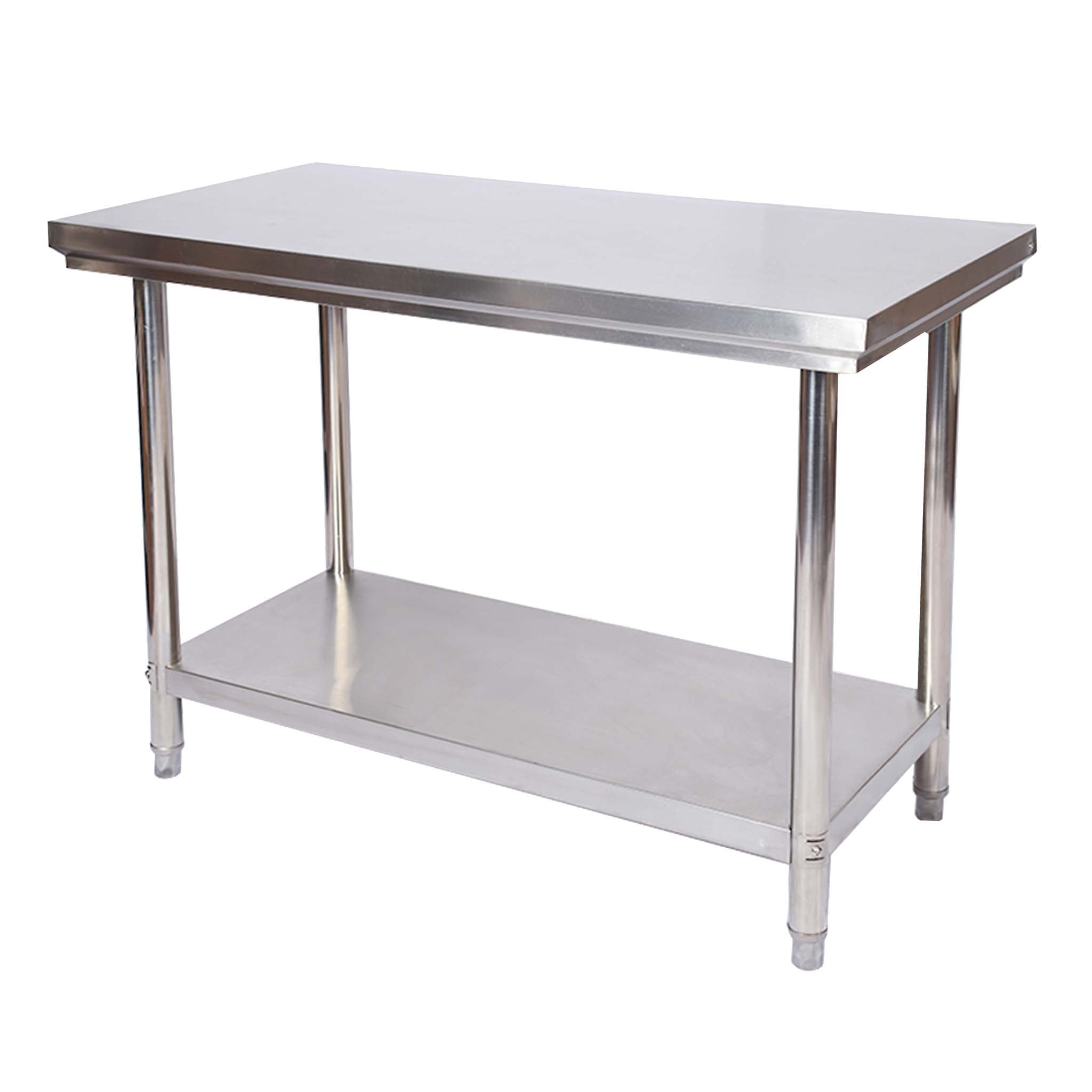 Tavolo da lavoro in acciaio inox 100 x 60 x 85 cm con ripiano inferiore e piedi regolabili