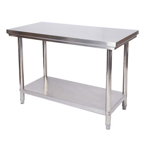 Tavolo da lavoro in acciaio inox 100 x 60 x 85 cm con ripiano inferiore e piedi regolabili