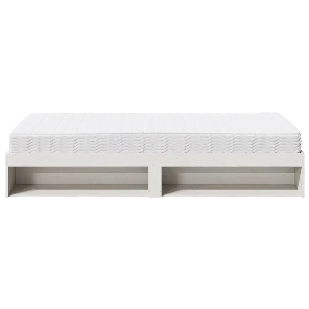 Dormeuse con Materasso-Divano Letto Bianca 90x190 cm Legno Massello di Pino