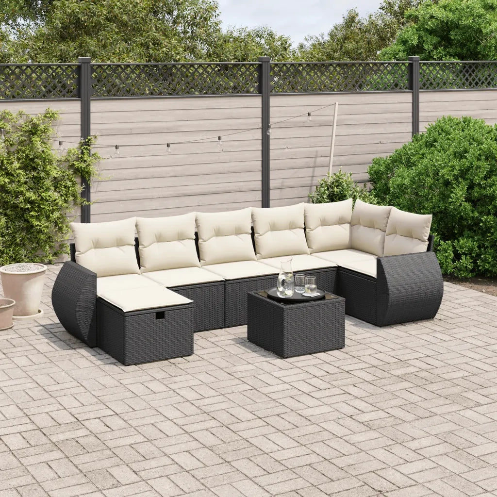 Set Divani da Giardino con Cuscini 8 pz Nero in Polyrattancod mxl 92387