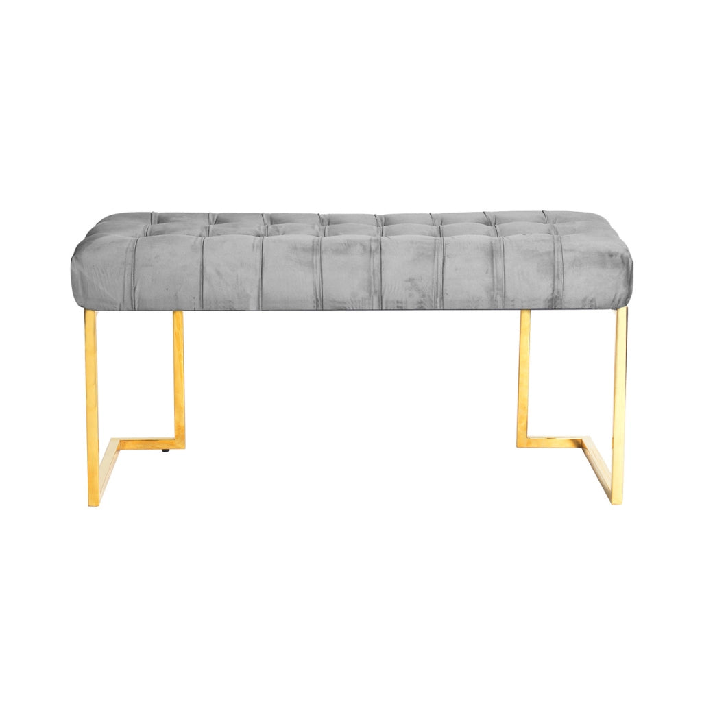 Panca Rarity in velluto grigio con base dorata