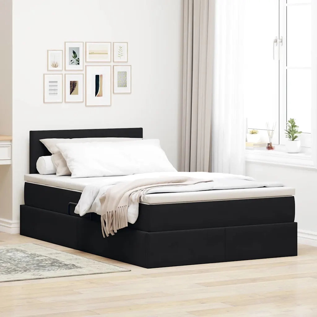 Letto con Contenitore con materasso Nero 120 x 190 cm Velluto 3370685