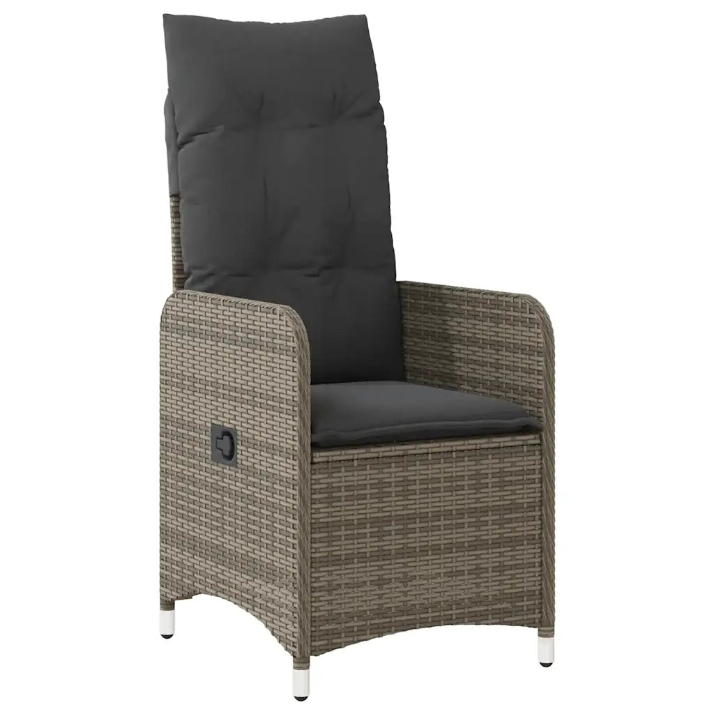 Set BistrÃ² da Giardino 9 pz con Cuscini in Polyrattan Grigio