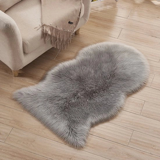 Tapijt irregolare, piuma calda per pavimento per camera da letto, piuma per angolo finestra, cuscino per poltrona da ufficio, cuscino per divano, gonfiabile e caldo, 60*120cm (grigio chiaro)