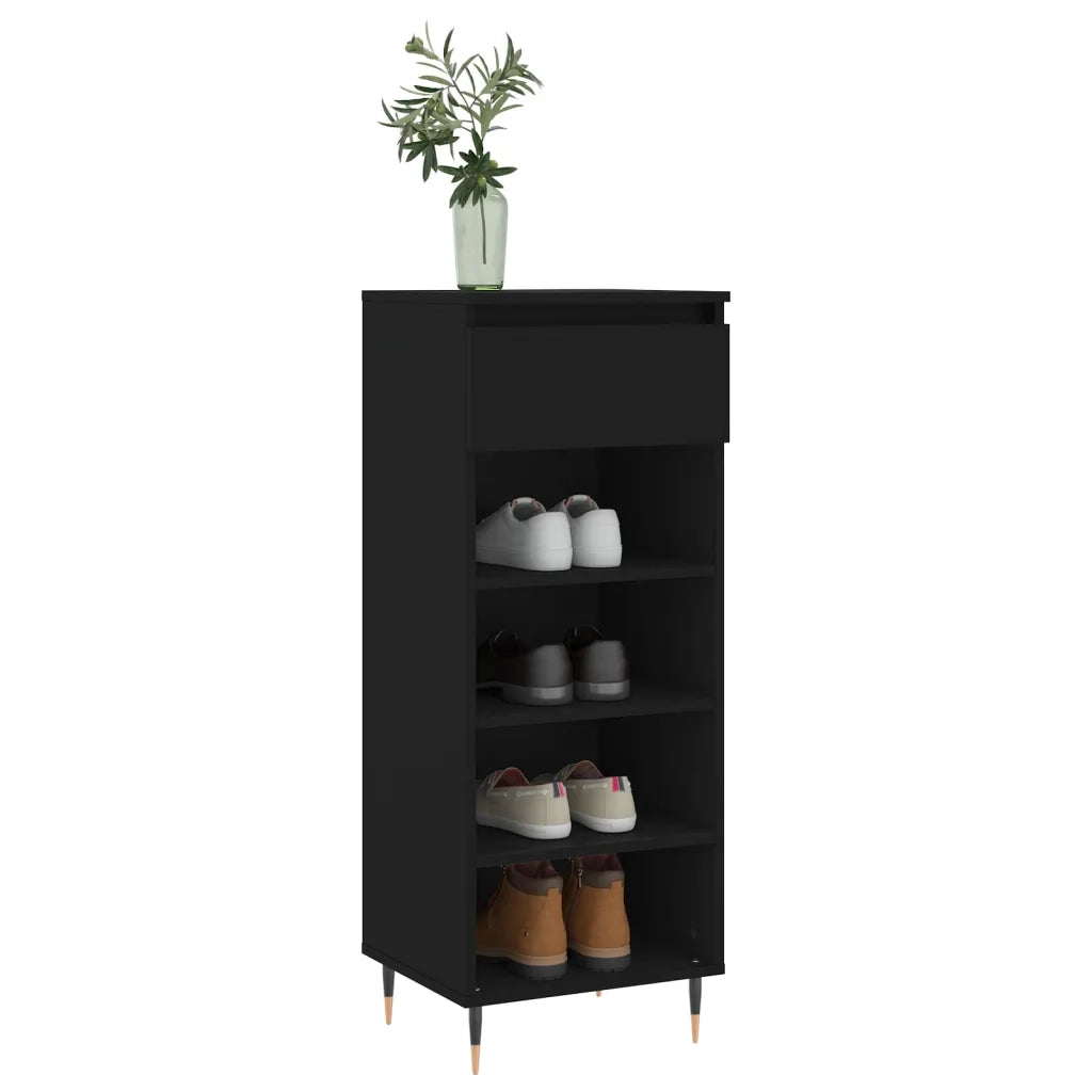 Scarpiera-Scaffale per scarpe Nera 40x36x105 cm in Legno Multistrato 297583