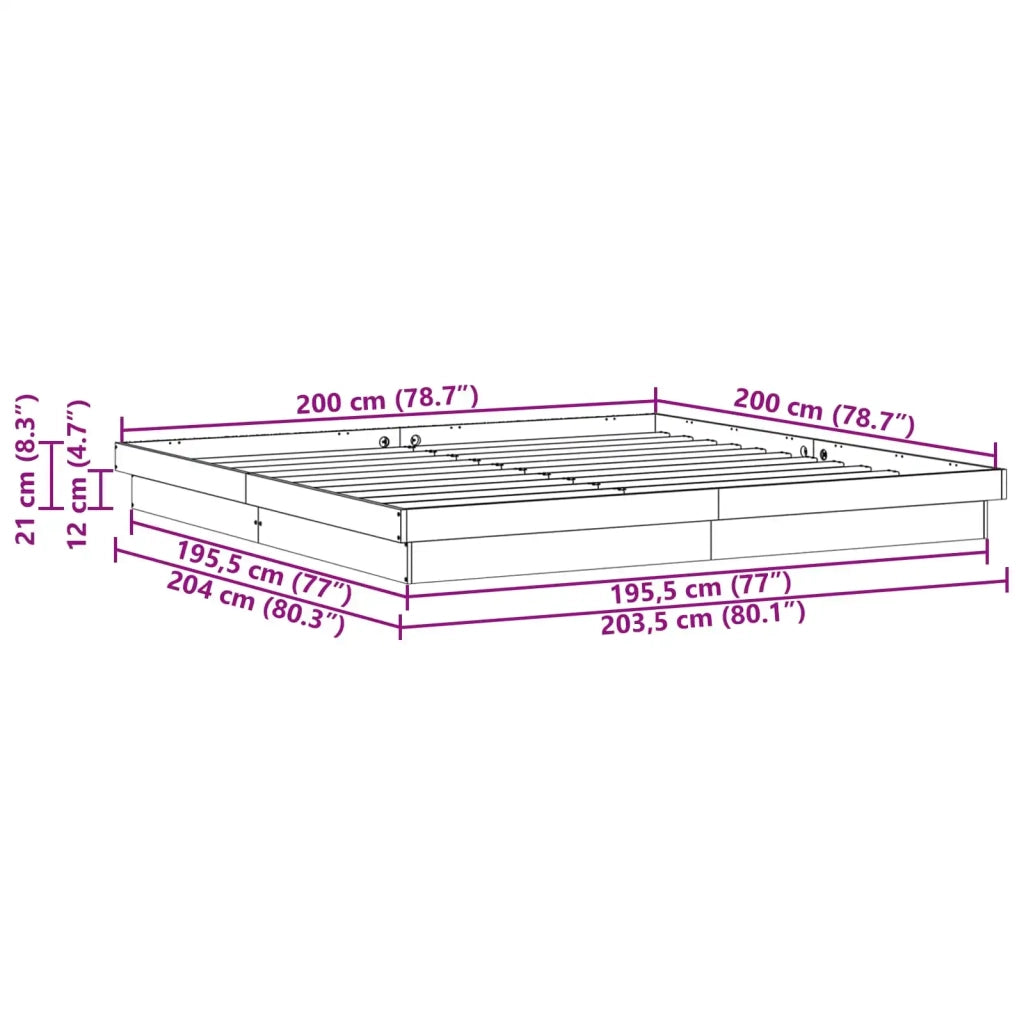 Struttura del letto Bianco 200 x 200 cm Pino massello 8004799