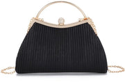 Borsa da sera con strass e fodera in seta per donna, con tasche laterale per occasioni speciali