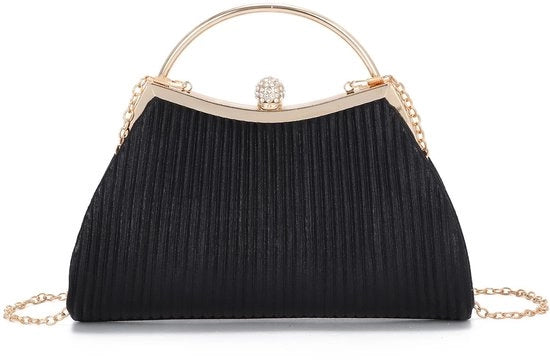 Borsa da sera con strass e fodera in seta per donna, con tasche laterale per occasioni speciali