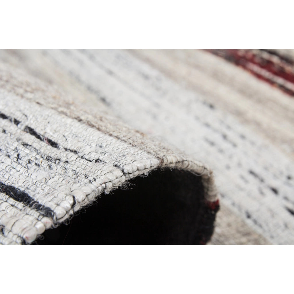 Tappeto Evita 200 Kilim in Lana e Seta Bianco e Nero