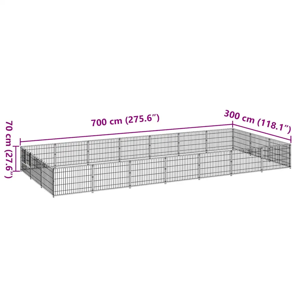 Gabbia per Cani Nera 21 mÂ² in Acciaio cod mxl 47935