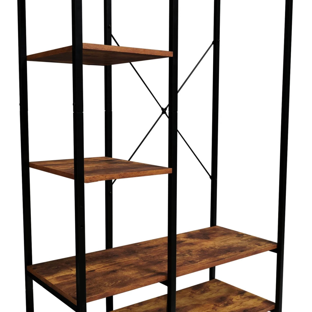 IDMarket - Scaffali per guardaroba L. 90 cm HAWKINS legno scuro design industriale