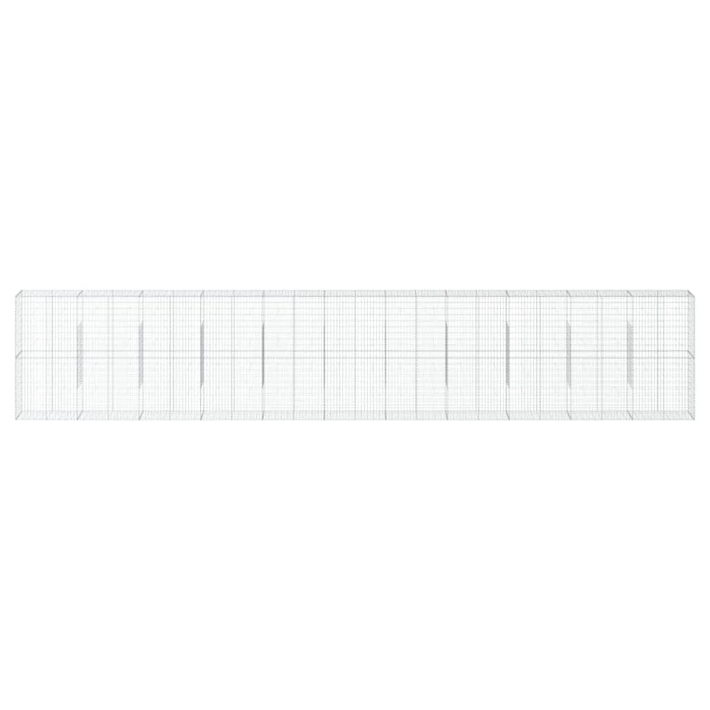 Gabbione recinto a gabbia muro di contenimento con coperchio 1100 x 50 x 200 cm ferro zincato argento 02_0040127