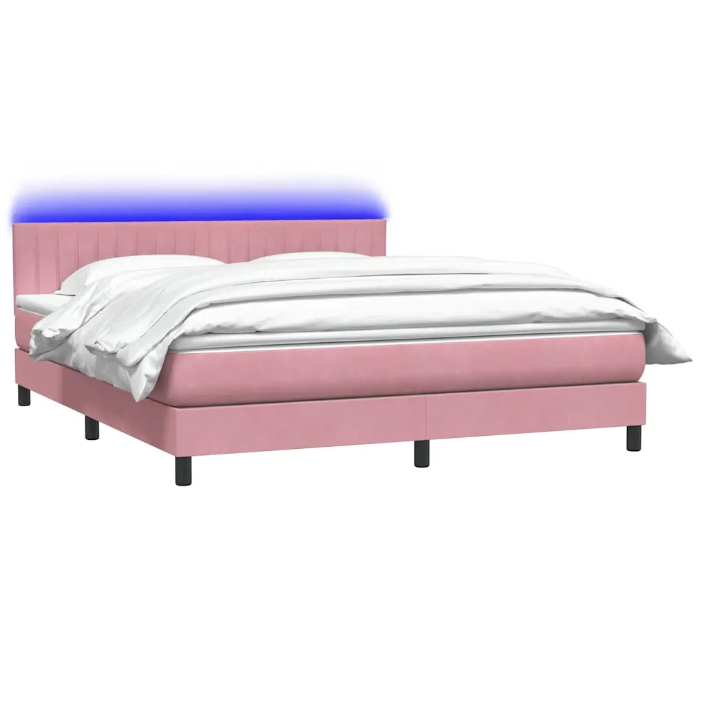 Letto a Molle con Materasso e LED Rosa 180x210 cm in Velluto 3317090