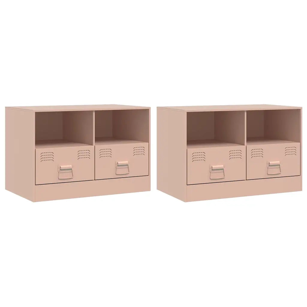 Mobili TV 2 pz Rosso 67x39x44 cm in Acciaio 841742