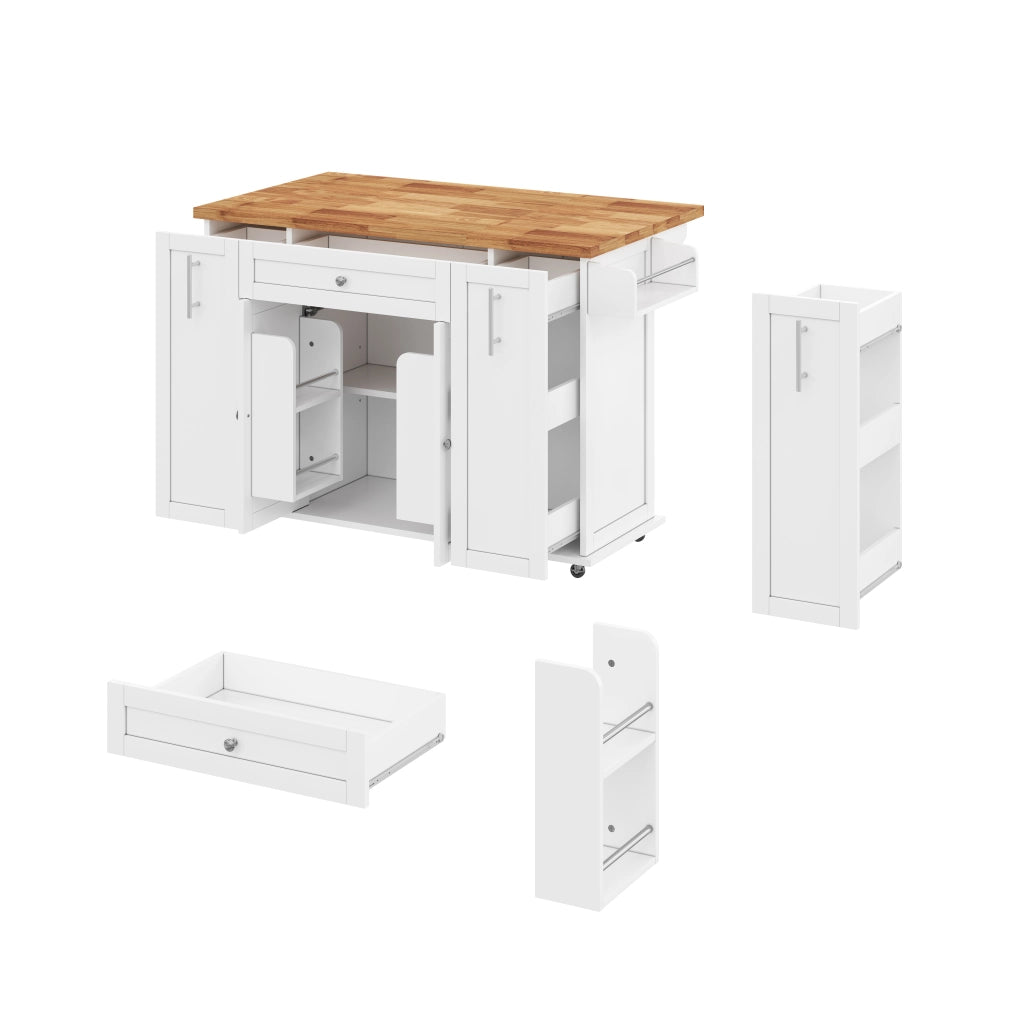 Carrello da cucina con piano ribaltabile; 3 cassetti; 2 ante e ripiani; per cucina; 120×45×87 cm
