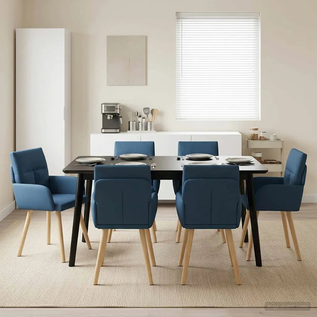 Sedie da pranzo 6 pcs Tessuto Blu 60 x 56 x 96 cm 3428372