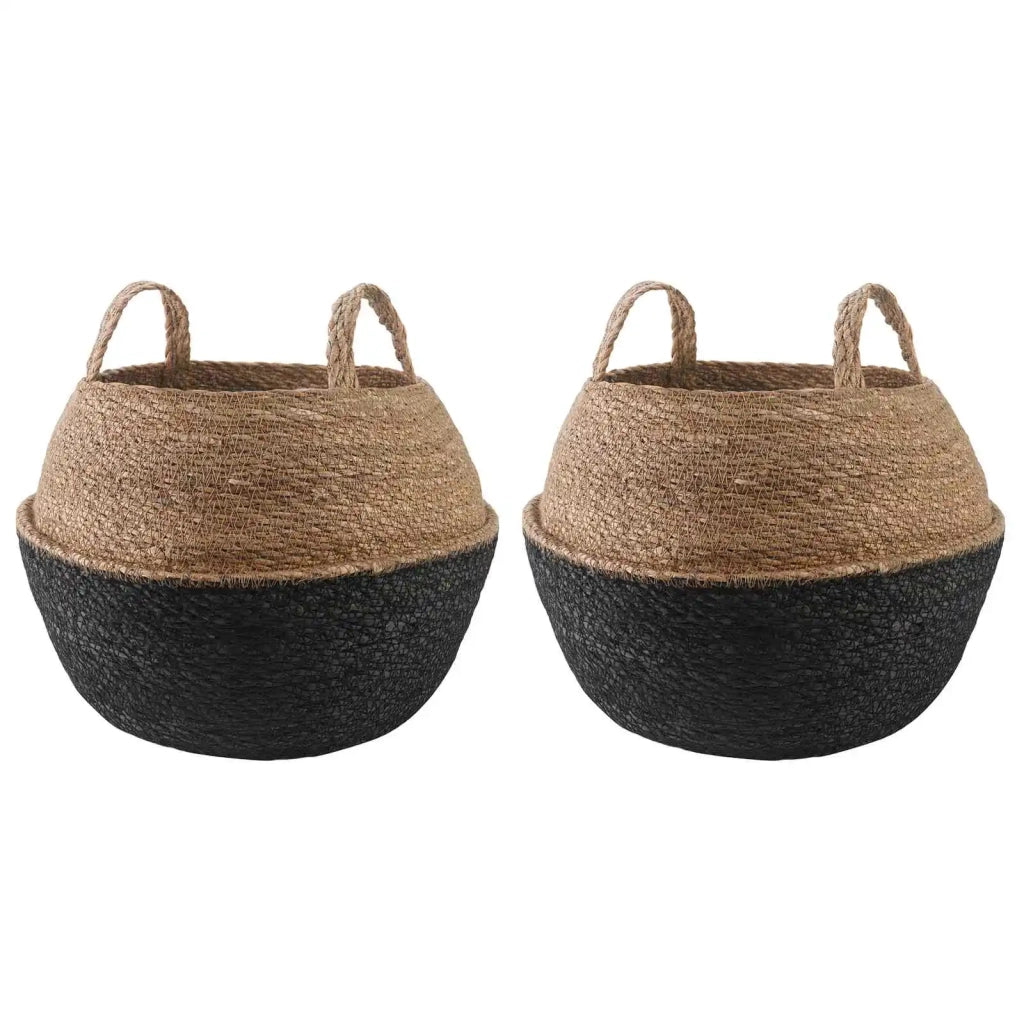 Vaso da fiori con manici 2 pcs Nero Ø 45 x 36 cm