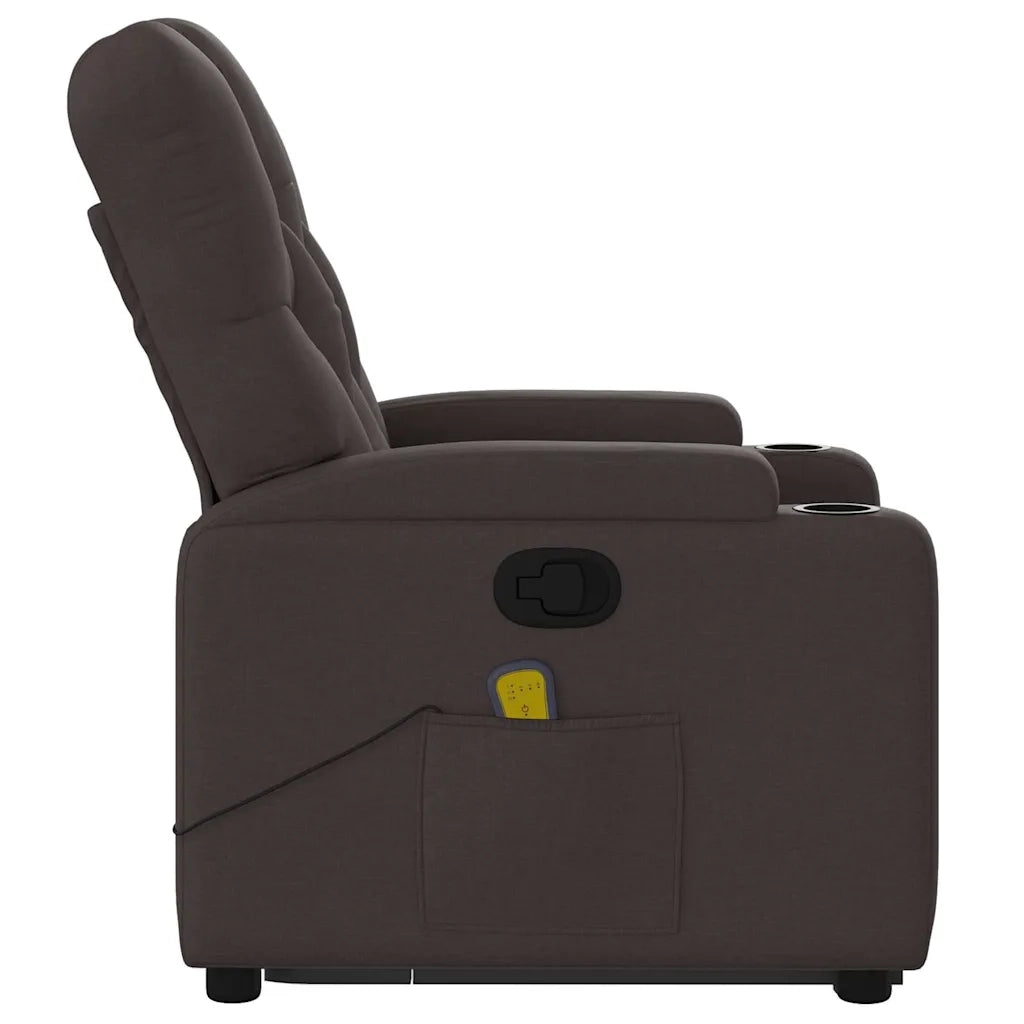Poltrona Alzapersona Massaggi Reclinabile Marrone Scuro Tessuto 3204727