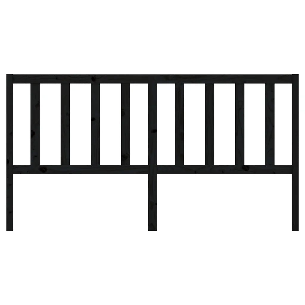 Testiera per Letto Nera 186x4x100 cm in Legno Massello di Pino 817759