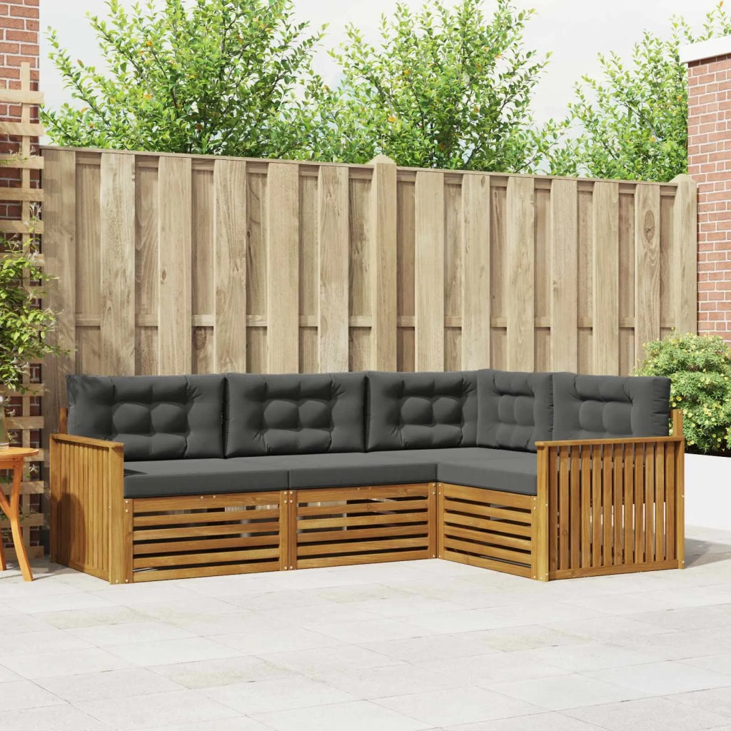 Set di divani da esterno con cuscino 4 pcs Naturale e Antracite