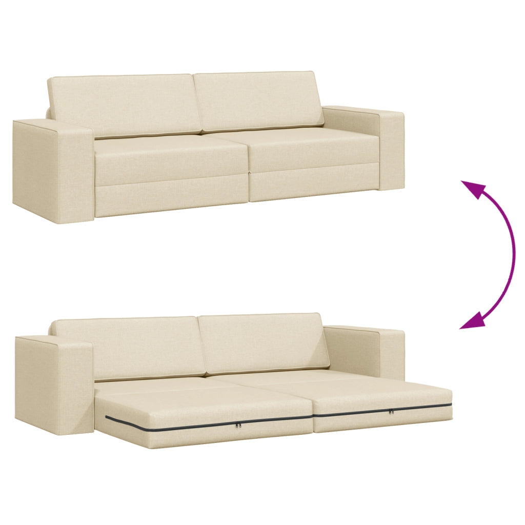 Divano Letto 2-in-1 Panna 245x150x60.5 cm Tessuto