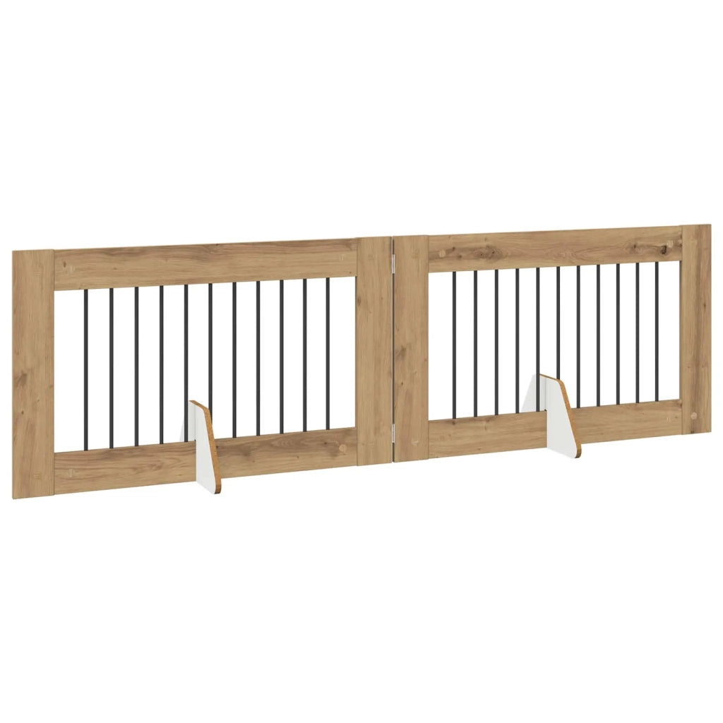 Cancello per cani pieghevole con supporti 2 pz 200,5 cm 892114