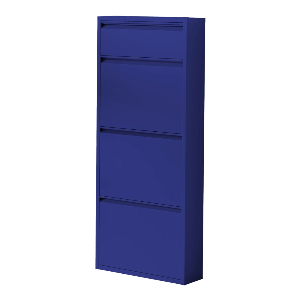 Scarpiera Sokndal con 3+1 Contenitori Ribaltabili Portascarpe in Metallo - Blu Notte [en.casa]