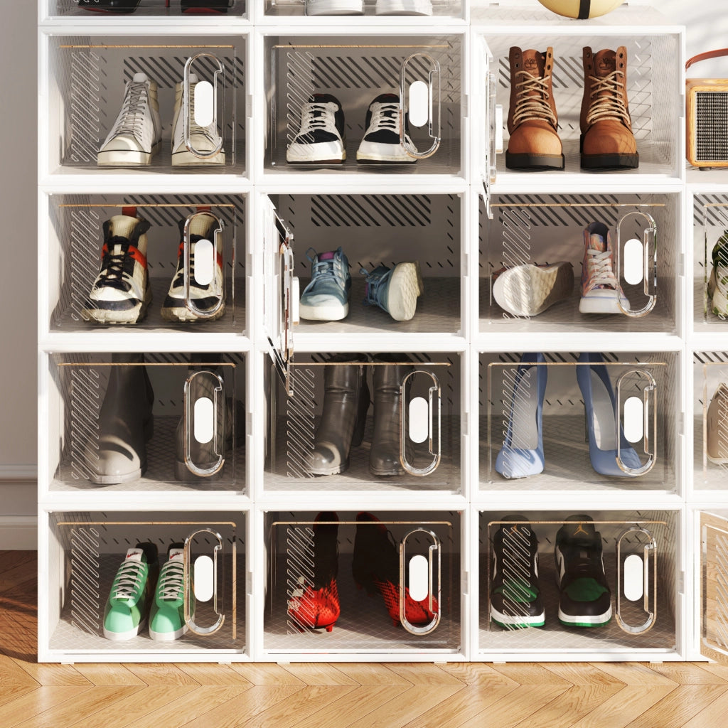 Sistema di scaffali per scarpe impilabile ¨C zephmum ¨C 8 pezzi, porte magnetiche, plastica, 28x36x21 cm