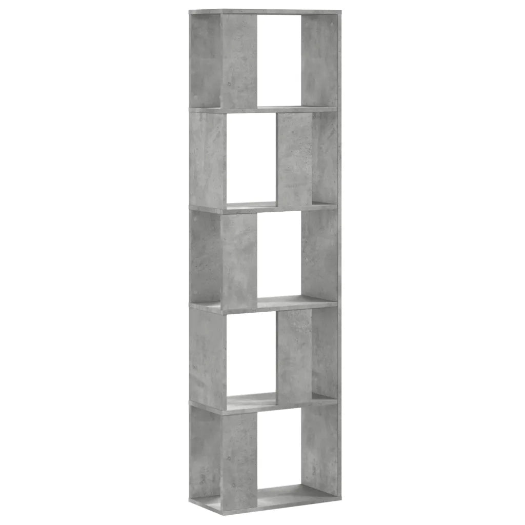 vidaXL Libreria 5 Ripiani Grigio Cemento 45x23,5x162,5cm Multistrato