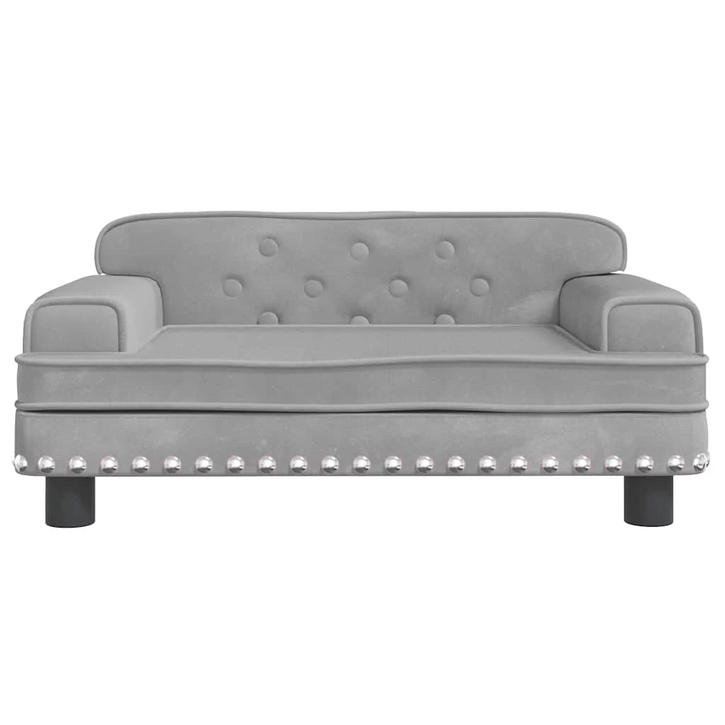 Cuccia per cani comoda cesta da divano colore chiaro 70 x 45 x 30 cm velluto grigio 02_0043111