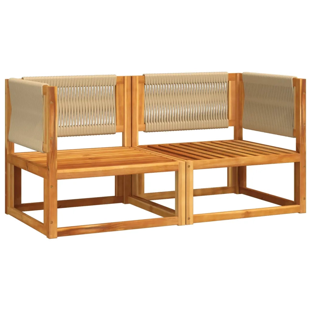 vidaXL Divani da Giardino Angolari con Cuscini 2 pz in Legno di Acacia e Corda