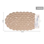 Trade Shop - Tappeto Antiscivolo Ovale Con Conchiglie Beige Vasca Bagno Doccia 67x37cm 54039 -