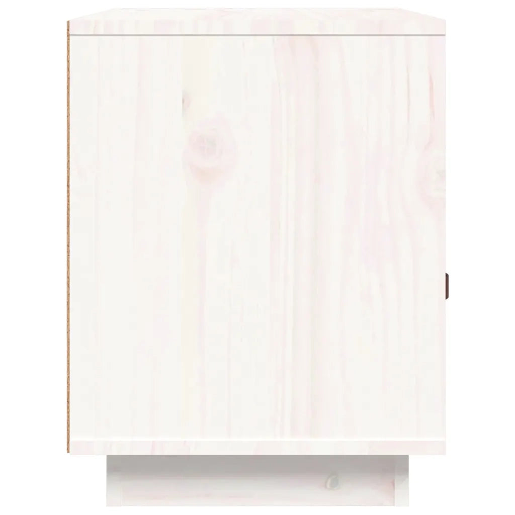 Comodino Bianco 40x34x45 cm in Legno Massello di Pino 818297