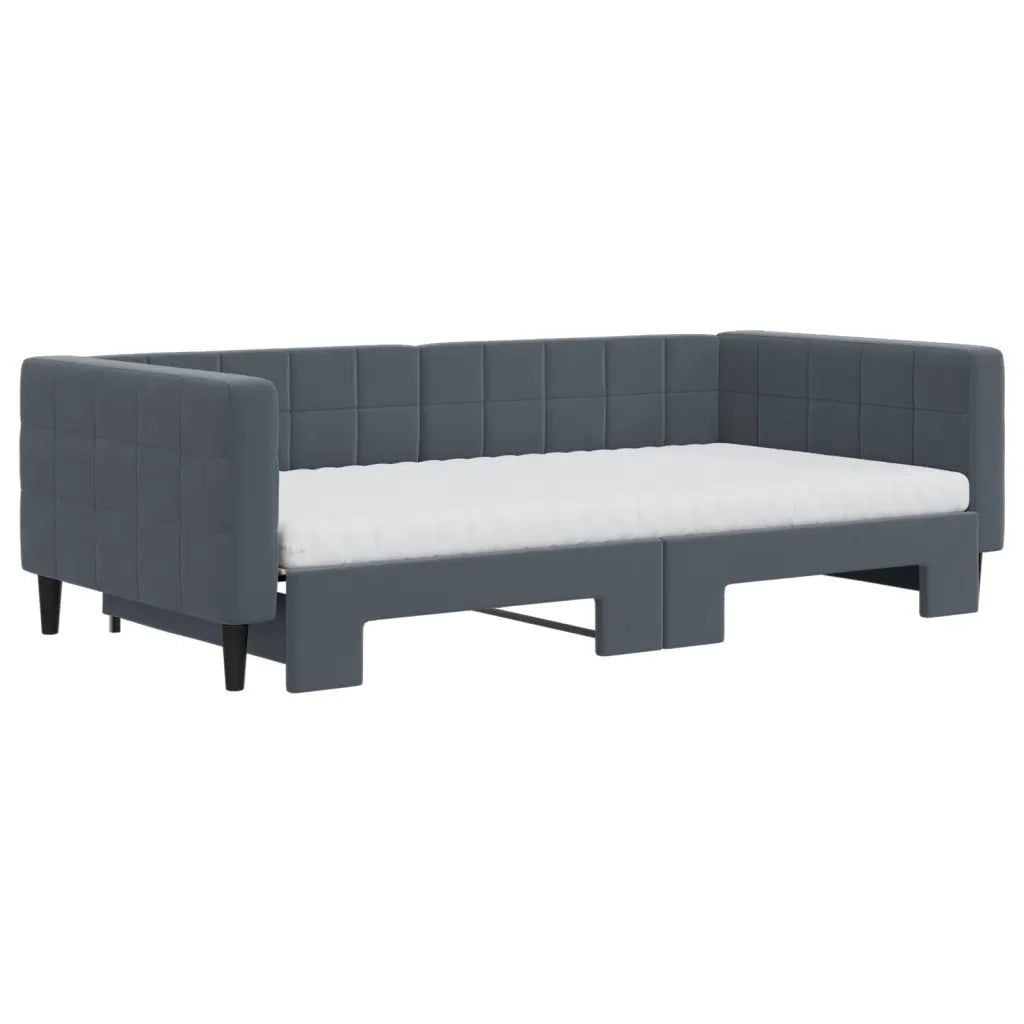 Divano Letto Estraibile Materassi Grigio Scuro 100x200 Velluto 3196723