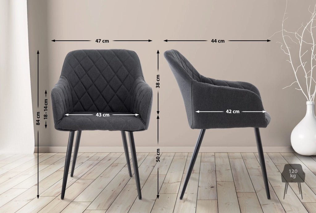 Set di 2 sedie da pranzo Shila nero,Tessuto