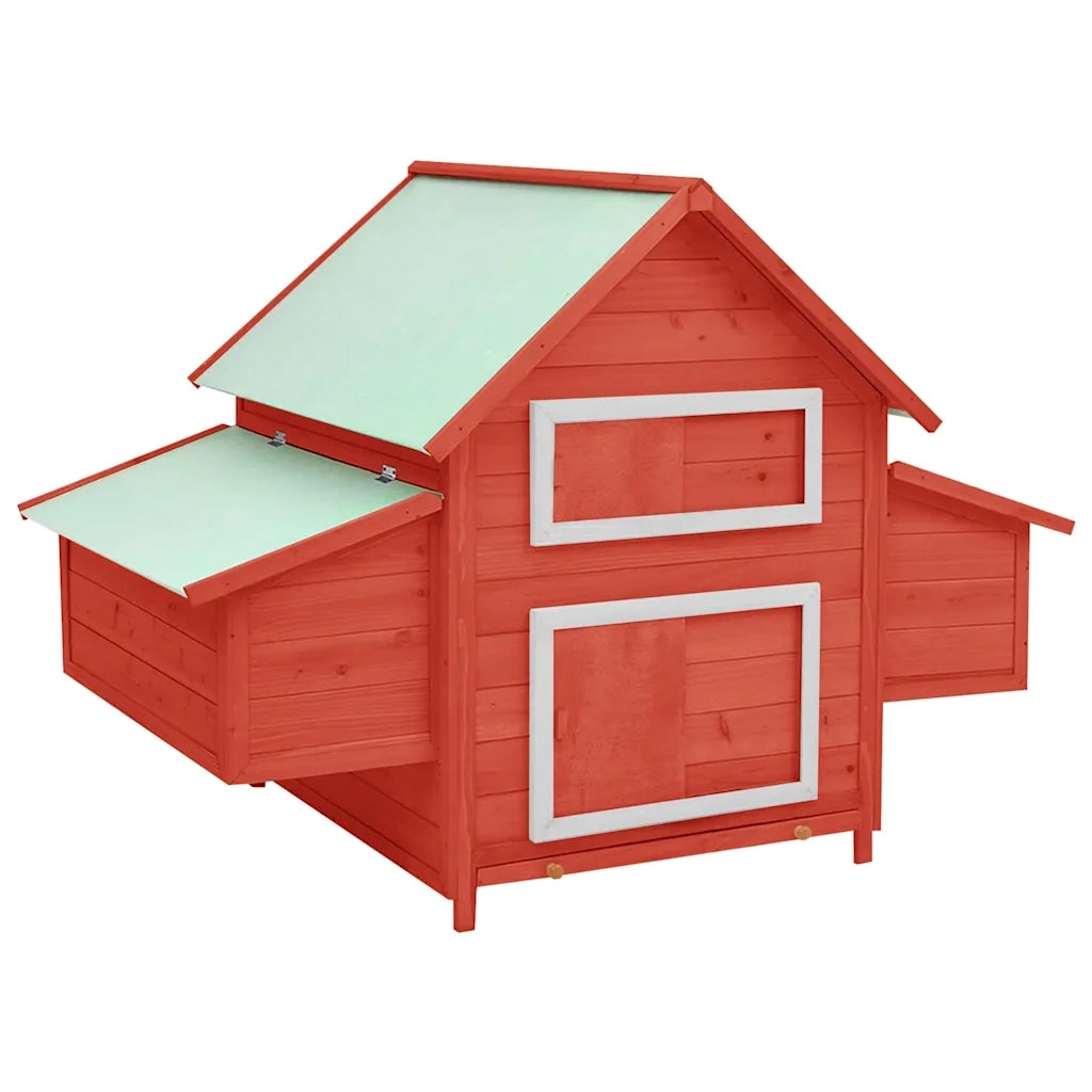 Pollaio Rosso e Bianco 152x96x110 cm in Legno Massello di Abete cod mxl 50268