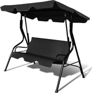 Dondolo da Giardino, a 3 Posti, Sedia da Oscillazione, Altalena con Tettuccio Ricambiabile, Portata di 210 kg, Verde/Marrone/Nero