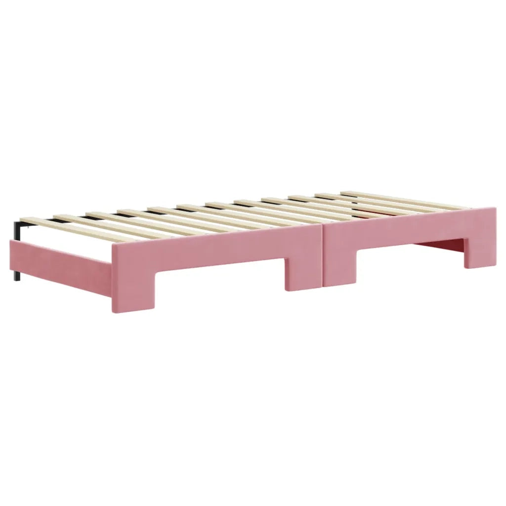 Divano Letto Estraibile con Cassetti Rosa 90x200 cm Velluto 3196980