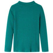Maglietta da Bambina a Maniche Lunghe a Costine Verde Scuro 104 13830