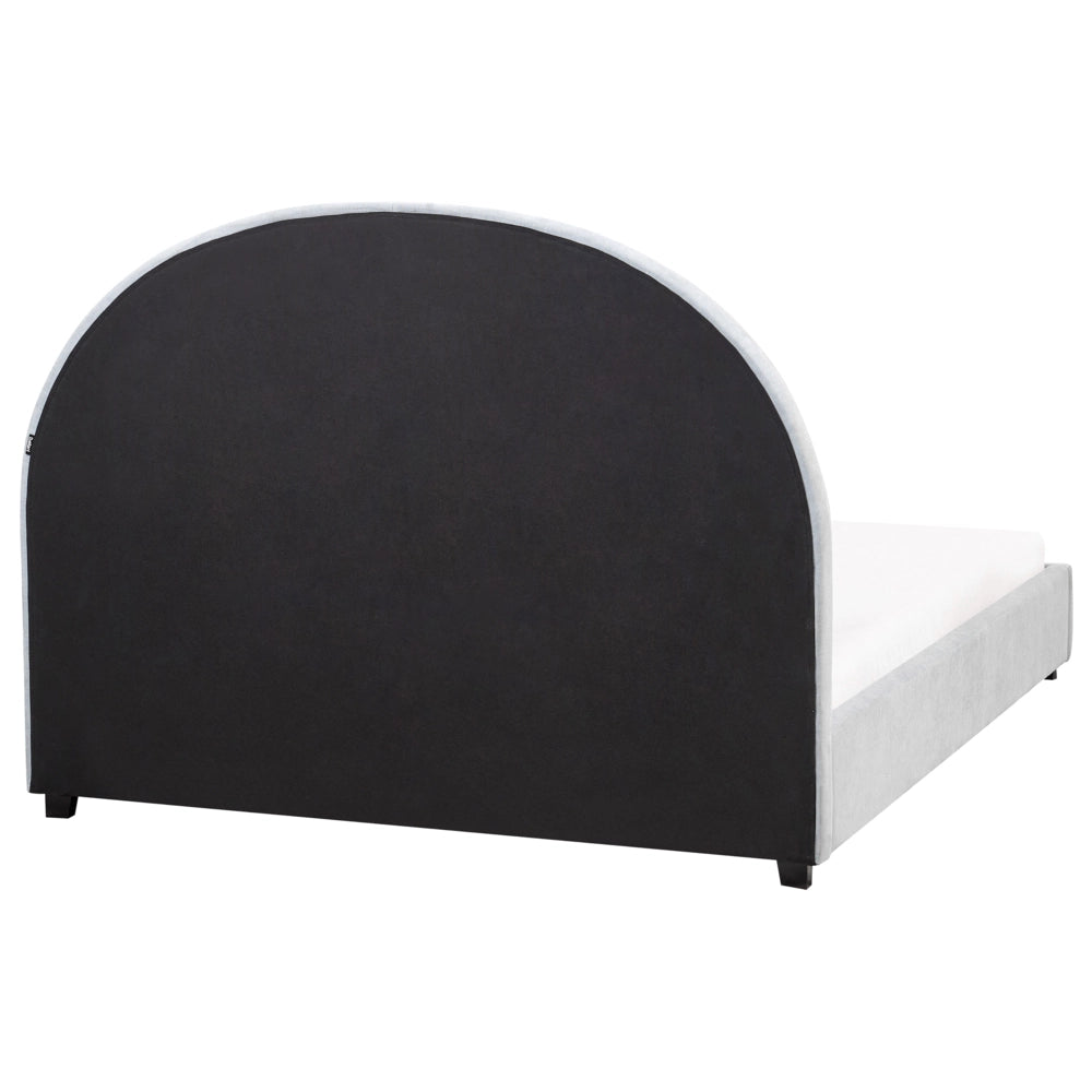 Letto matrimoniale in tessuto di ciniglia azzurro 140 x 200 stile retrò minimalista