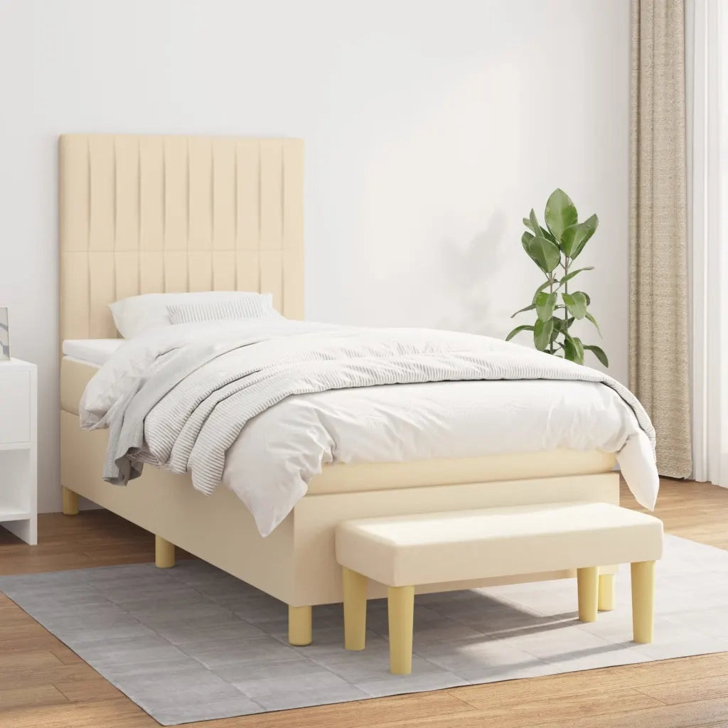 Giroletto a Molle con Materasso Crema 100x200 cm in Tessuto