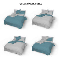 Copripiumino Singolo con Sacco e Federe Doubleface Ottanio/Grigio Chiaro