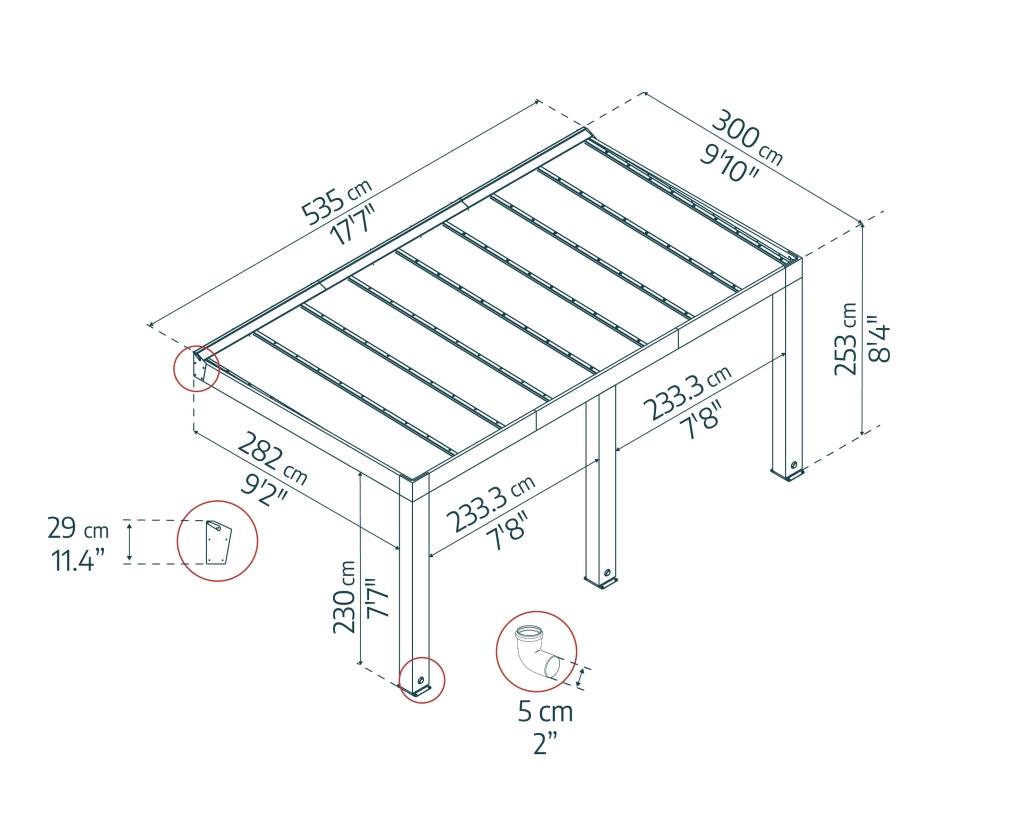 Pergola Helsinki 3X5.3 m Pergola in legno di cedro