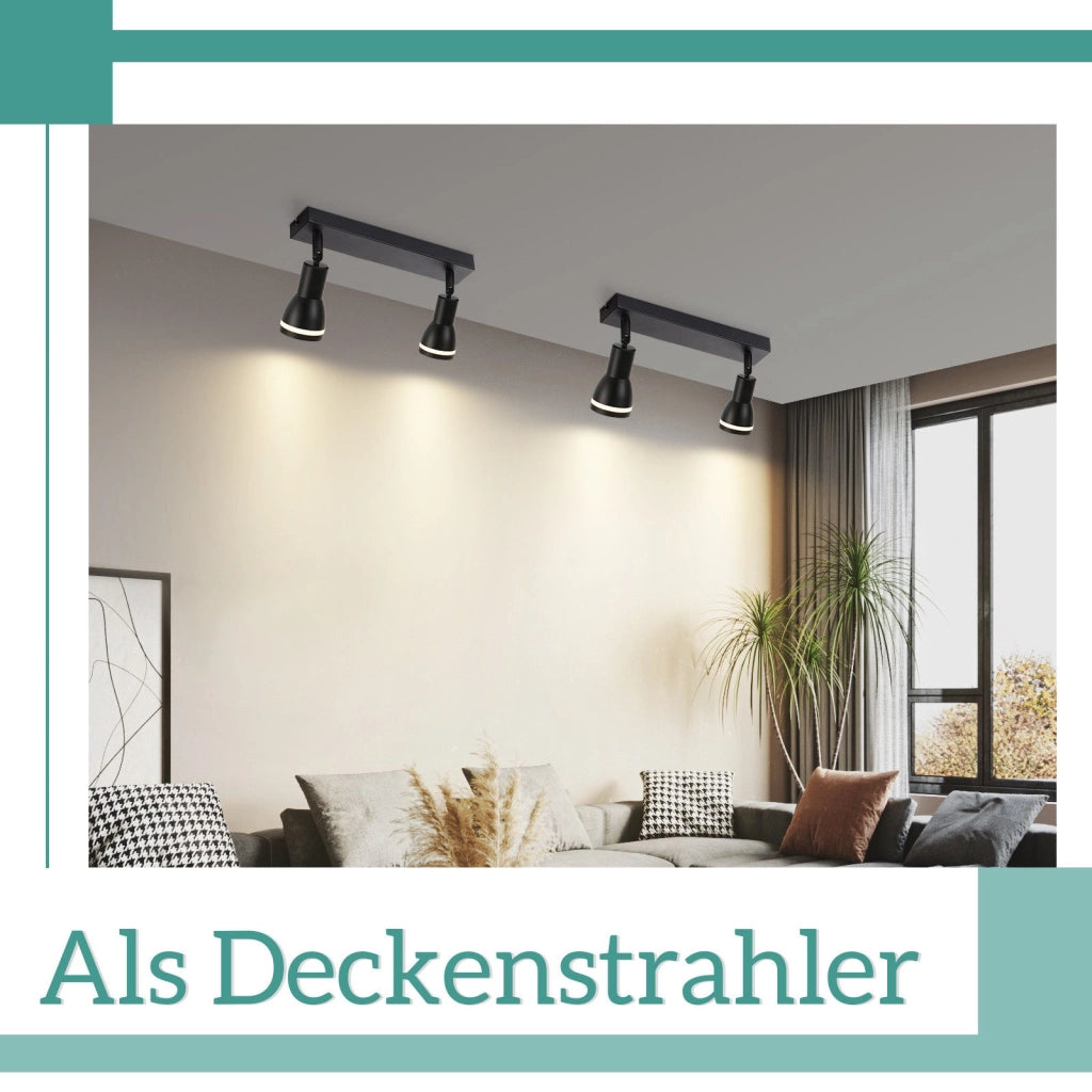 ZMH Faretto da soffitto LED neri 2 lampadine GU10 orientabili moderni per soggiorno